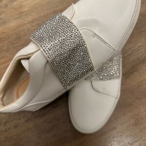 INC Elegant White Sneakers with Silver Accents
